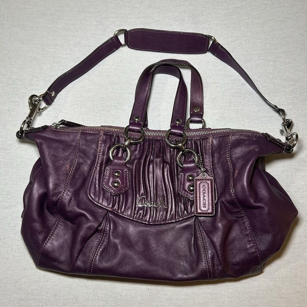 Coach Vintage Ashley Leather Satchel In Purple/Plum  Gold Tone  Excellent
